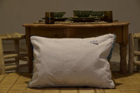 Two Hand-loomed Wool Patchwork Lumbar Pillow, Bohemian Textured Throw Cushion 24x16 Vintage