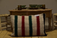 Two Hand-Woven Moroccan Wool Lumbar Pillow, Striped Kilim Cushion Cover, Rustic Decor