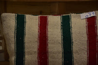 Two Hand-Woven Moroccan Wool Lumbar Pillow, Striped Kilim Cushion Cover, Rustic Decor