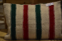 Two Hand-Woven Moroccan Wool Lumbar Pillow, Striped Kilim Cushion Cover, Rustic Decor