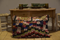 Two Handwoven Boucherouite Pillow Cover, Vibrant Patchwork Cushion, Moroccan Boho Home Decor Vintage