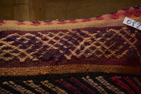 Two Hand-Woven Wool Kilim Lumbar Pillow, Geometric Berber Bohemian Textile Cushion Vintage