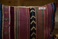 Two Handwoven Moroccan Wool Lumbar Pillow Cover, Earth Tone Kilim Accent Cushion Vintage
