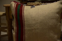 Two Hand-Woven Wool Lumbar Pillow, Minimalist Geometric Berber Kilim Cushion Vintage