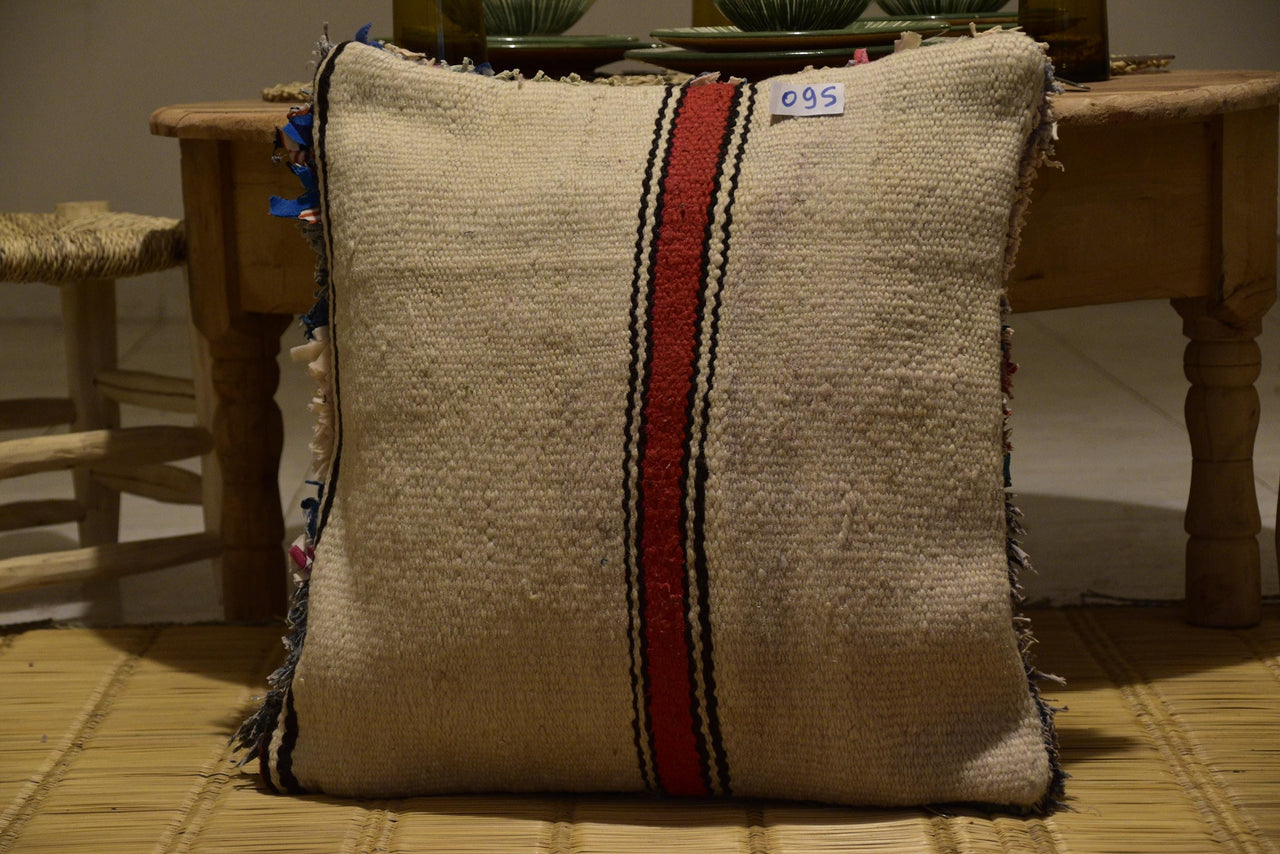 Two Handwoven Wool Kilim Lumbar Pillow, Geometric Berber Accent Cushion Vintage