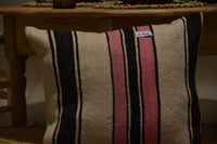 Two Hand-Woven Wool Lumbar Pillow, Geometric Berber Kilim Cushion, Bohemian Accent Vintage