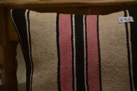 Two Hand-Woven Wool Lumbar Pillow, Geometric Berber Kilim Cushion, Bohemian Accent Vintage