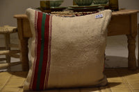 Two Hand-Woven Wool Lumbar Pillow, Geometric Berber Accent Cushion Vintage