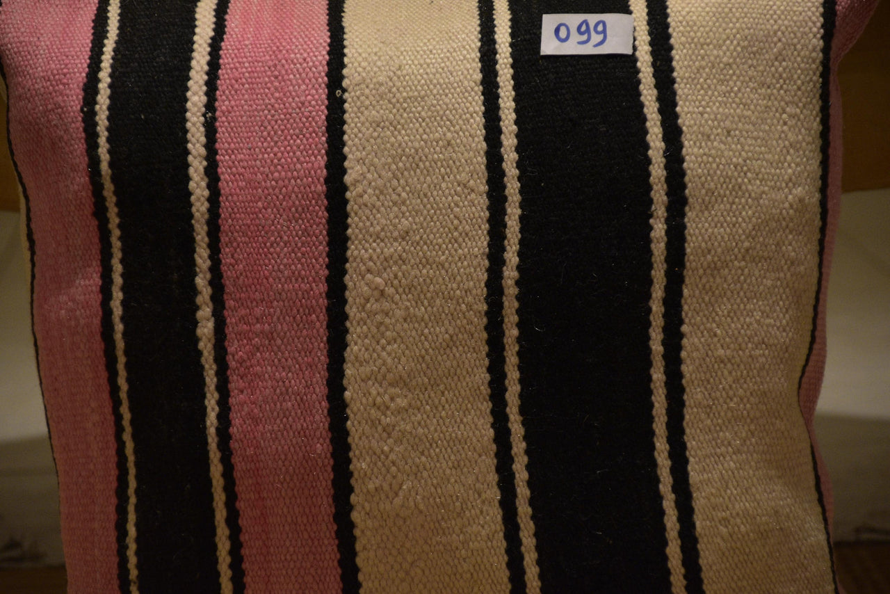 Two Hand-Woven Wool Lumbar Pillow, Moroccan Kilim, Geometric Berber Diamond Accent Cushion Vintage