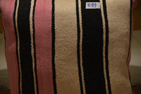 Two Hand-Woven Wool Lumbar Pillow, Moroccan Kilim, Geometric Berber Diamond Accent Cushion Vintage