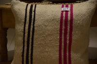 Two Hand-Woven Wool Kilim Lumbar Pillow, Geometric Berber Accent Cushion Vintage
