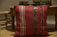 Two Handwoven Wool Kilim Lumbar Pillow, Geometric Berber Accent Cushion, Boho Chic Decor Vintage