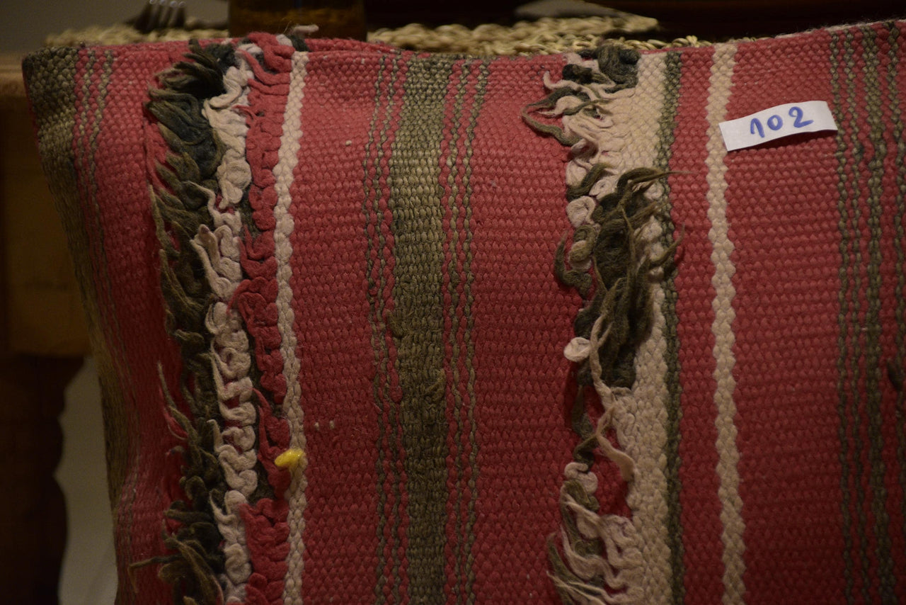 Two Handwoven Wool Kilim Lumbar Pillow, Geometric Berber Accent Cushion, Boho Chic Decor Vintage
