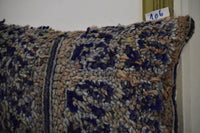 Two Handwoven Wool Lumbar Pillow, Geometric Berber Kilim Accent Cushion Vintage