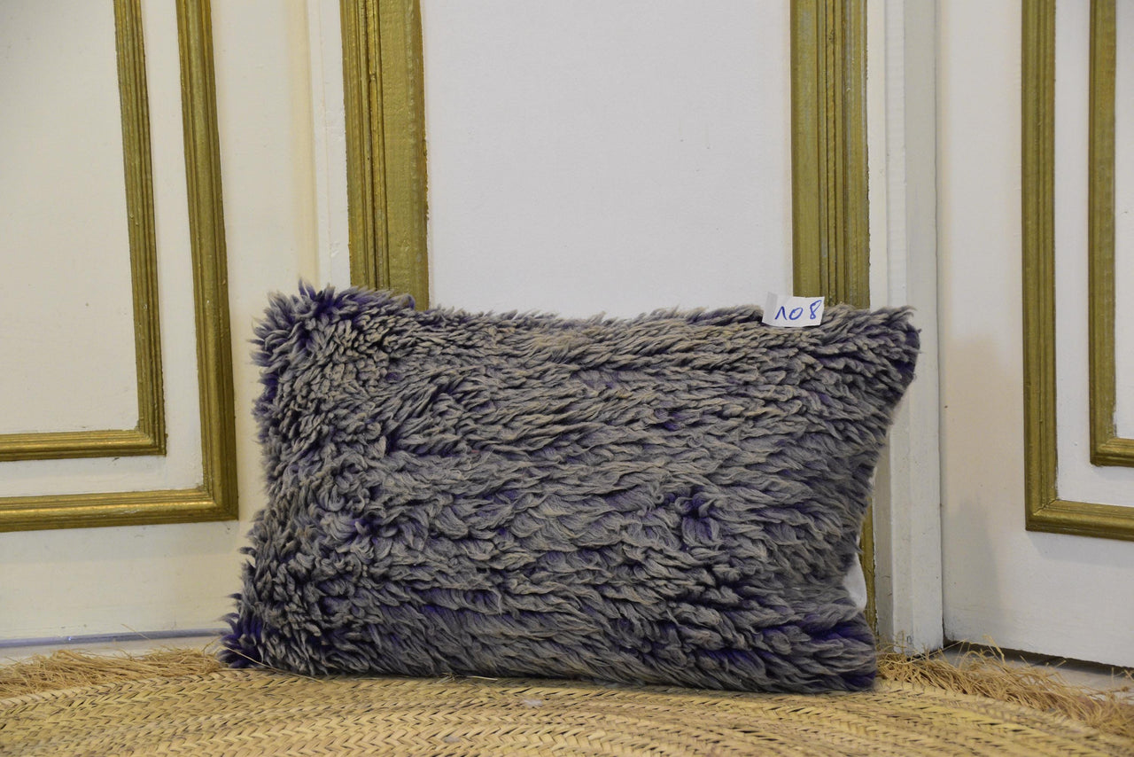Two Hand-Woven Wool Lumbar Pillow, Geometric Berber Throw Cushion, Black Cream Ivory Accent Vintage