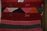 Two Handwoven Wool Kilim Lumbar Pillow, Geometric Berber Accent Cushion, Boho Chic Decor Vintage