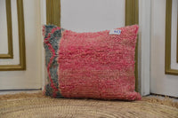 Two Handwoven Wool Kilim Lumbar Pillow, Geometric Berber Accent Cushion, Boho Chic Decor Vintage