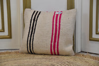 Two Hand-Woven Wool Kilim Lumbar Pillow, Geometric Berber Accent Cushion, Boho Chic Decor Vintage