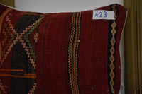 Two Hand-Woven Wool Kilim Pillow Cover, Crimson Berber Tribal Cushion, Boho Home Accent Vintage