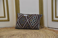 Two Hand-Woven Wool Kilim Pillow, Geometric Diamond Berber Cushion, Boho Ethnic Home Decor Vintage