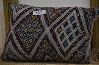 Two Hand-Woven Wool Kilim Pillow, Geometric Diamond Berber Cushion, Boho Ethnic Home Decor Vintage