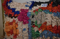 Two Handmade Moroccan Rag Pillow, Upcycled Textile Shag Cushion, Eclectic Berber Decor Vintage