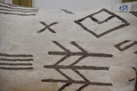 Two Handwoven Moroccan Sabra Wool Lumbar Pillow Cover, Ivory Tribal Berber Design Vintage