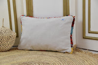 Two Vintage Moroccan Boucherouite Pillow Cover, Crimson Shag Lumbar Cushion, Tribal Geometric Art