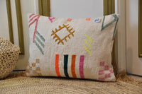 Two Moroccan Kilim Pillow Cover, Handwoven Wool Lumbar Cushion, Boho Tribal Accent