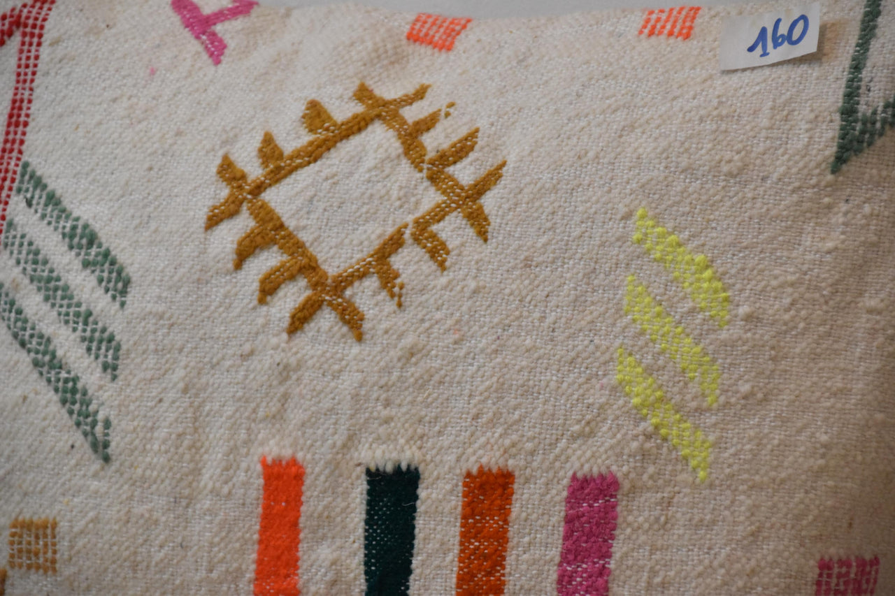 Two Moroccan Kilim Pillow Cover, Handwoven Wool Lumbar Cushion, Boho Tribal Accent