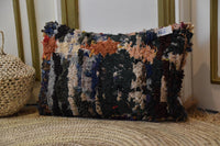Two Moroccan Boucherouite Pillow Covers, Shag Tribal Cushion, Boho Abstract Throw