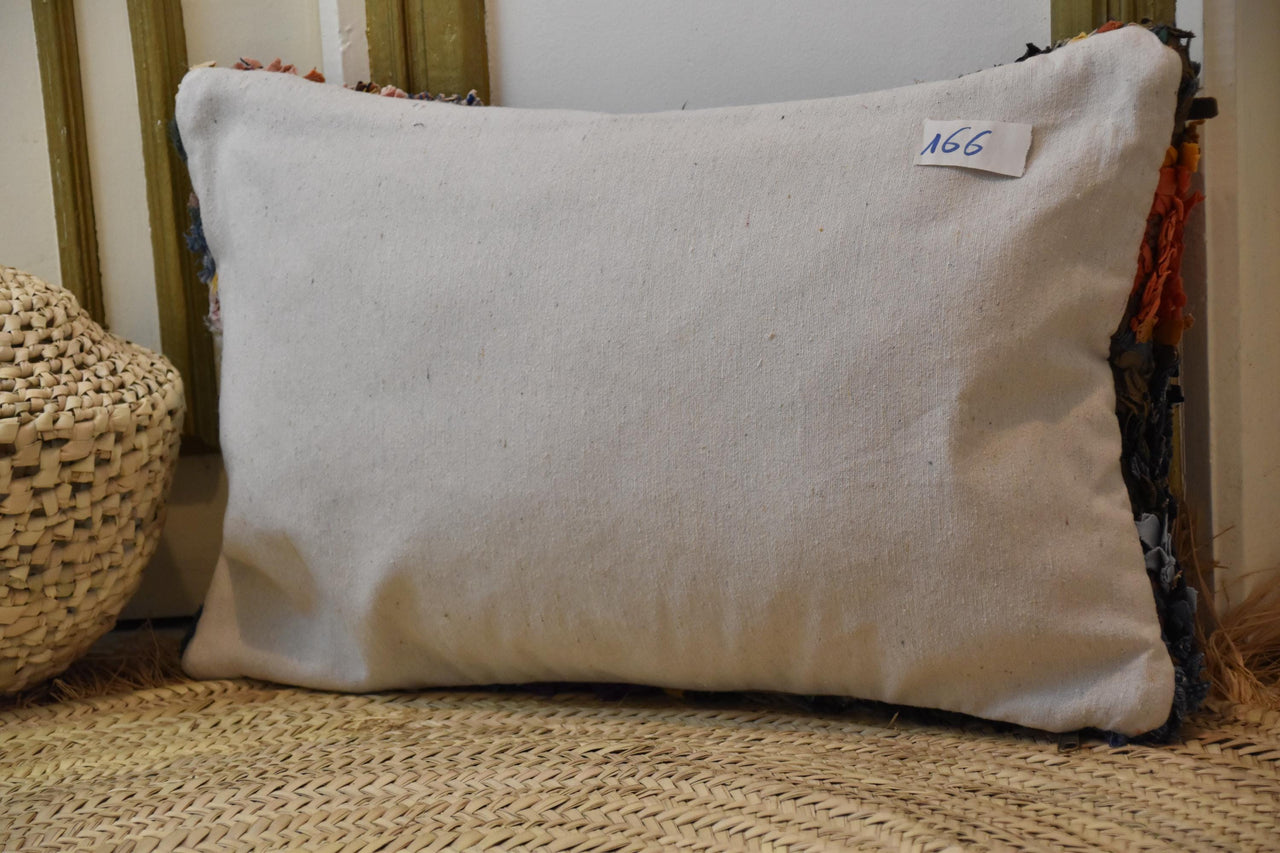 Two Moroccan Boucherouite Pillow Covers, Shag Tribal Cushion, Boho Abstract Throw