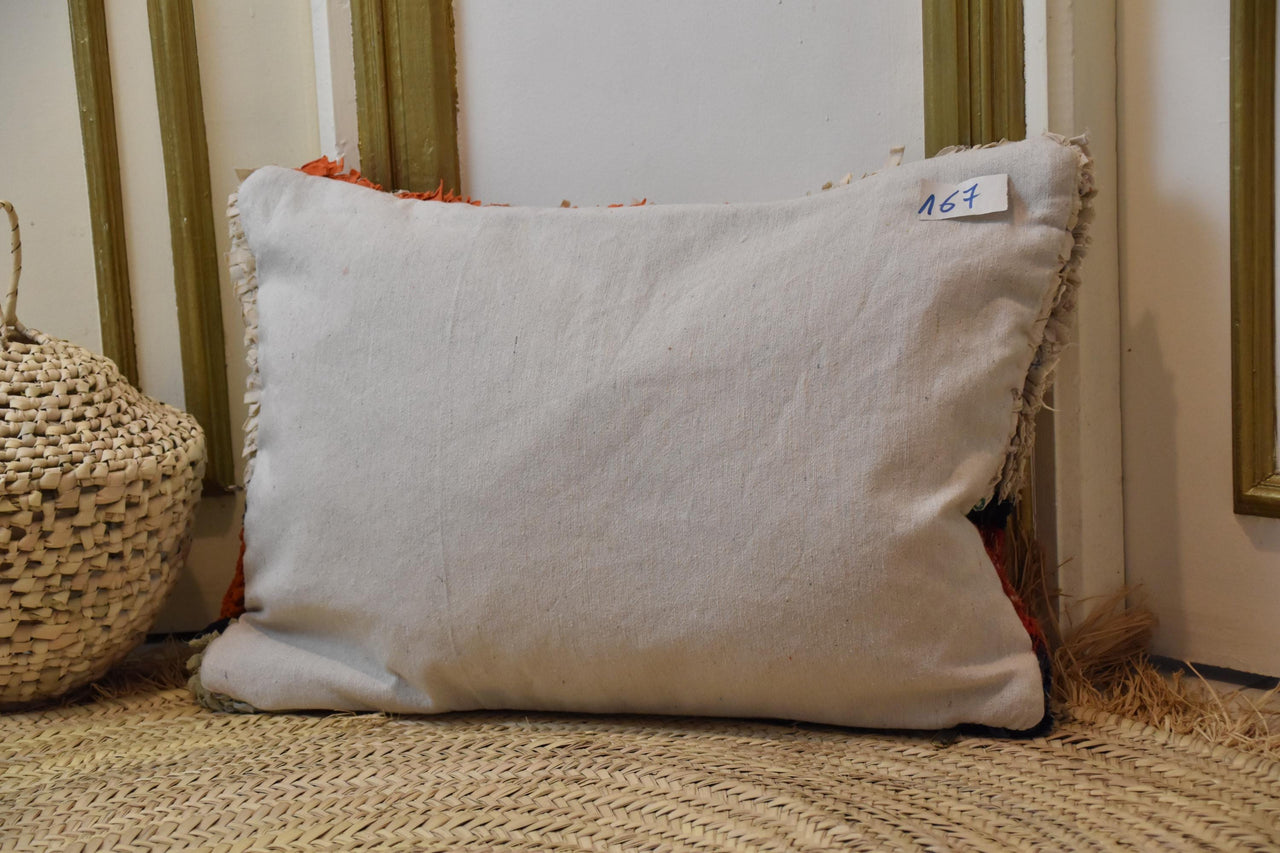Two Handwoven Moroccan Kilim Pillow Cover, Textured Wool Lumbar Cushion, Boho Diamond Accent Pillow