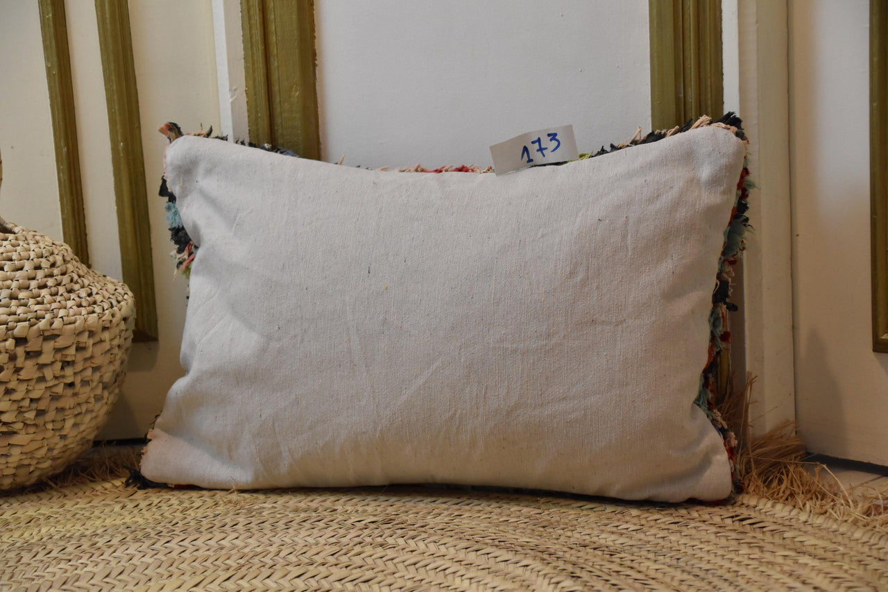 Two Handwoven Moroccan Kilim Pillow Cover, Multicolor Wool Tribal Throw Cushion Vintage