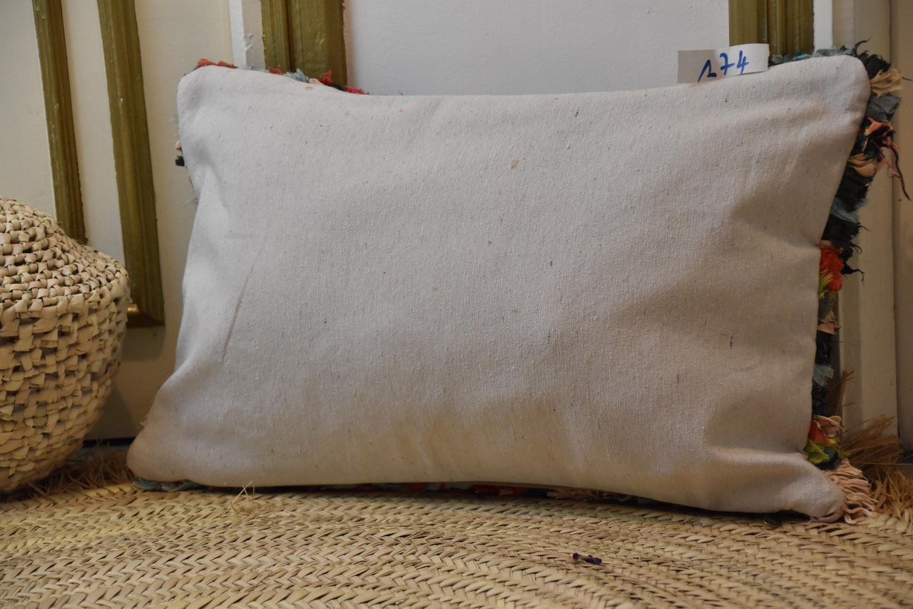 Two Handwoven Moroccan Kilim Pillow Cover, Wool Tribal Lumbar Cushion, Geometric Throw Pillow Vintage