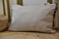 Two Handwoven Moroccan Kilim Pillow Cover, Wool Tribal Lumbar Cushion, Geometric Throw Pillow Vintage