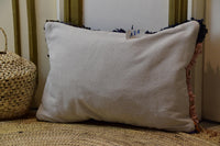 Two Handwoven Moroccan Kilim Pillow Cover, Natural Wool Tribal Lumbar Cushion Vintage