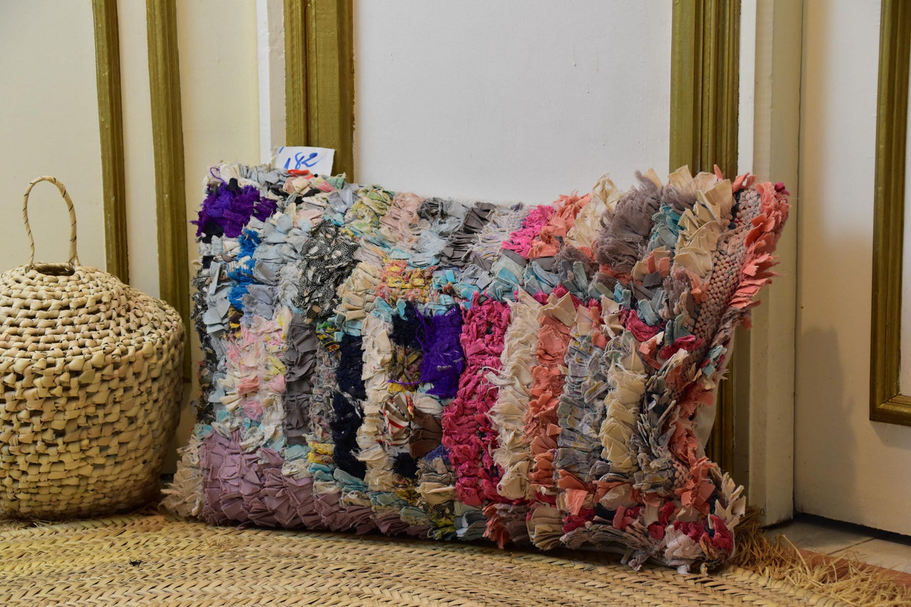 Two Handwoven Moroccan Kilim Pillow Cover, Wool Berber Lumbar Cushion, Scandi Boho Accent