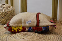 Two Handwoven Moroccan Boucherouite Pillow Cover, Purple Red Diamond Shag Accent (Item 193) Vintage