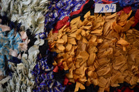 Two Handwoven Moroccan Boucherouite Pillow, Mustard Yellow Blue Rag Rug Cushion Vintage