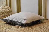 Two Moroccan Boucherouite Pillow, Dark Floral Orange Rag Rug Cushion, Boho Decor Vintage