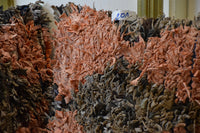 Two Moroccan Boucherouite Pillow Covers, Terracotta Shag Rag Rug Cushion Set