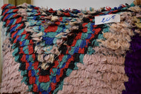 Two Moroccan Boucherouite Pillow Cover, Shag Rag Rug Cushion, Jewel Purple Crimson Accent