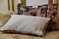 Two Moroccan Boucherouite Pillow Covers, Colorful Textured Rag Rug Cushions, Boho Accent Set Vintage