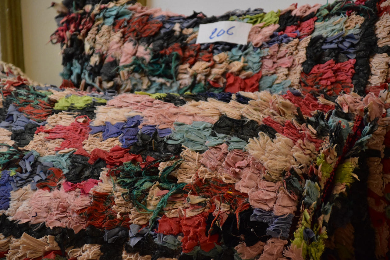 Two Moroccan Boucherouite Pillow Covers, Colorful Textured Rag Rug Cushions, Boho Accent Set Vintage