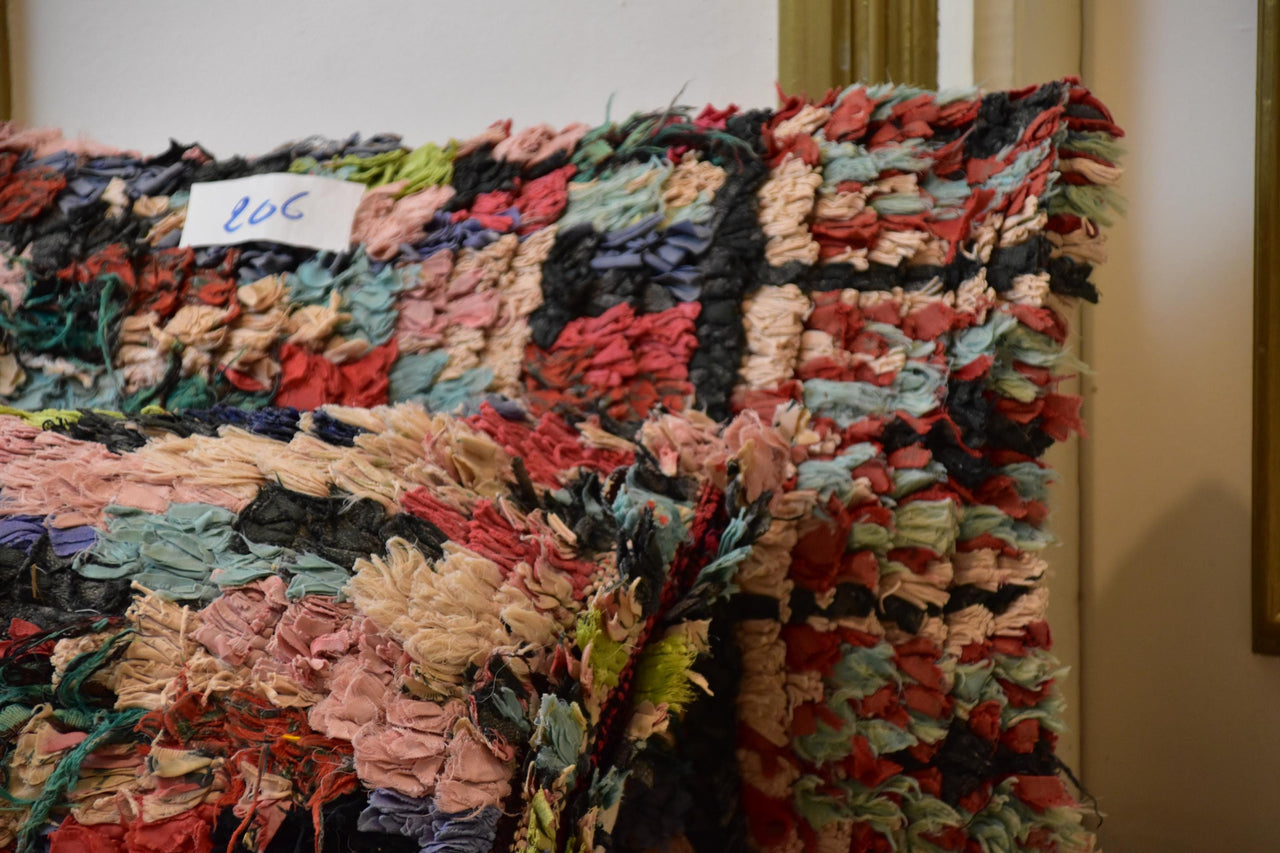 Two Moroccan Boucherouite Pillow Covers, Colorful Textured Rag Rug Cushions, Boho Accent Set Vintage