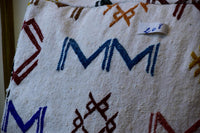 Two Handwoven Moroccan Kilim Pouf Lumbar Pillow Set, Embroidered Wool Floor Cushion