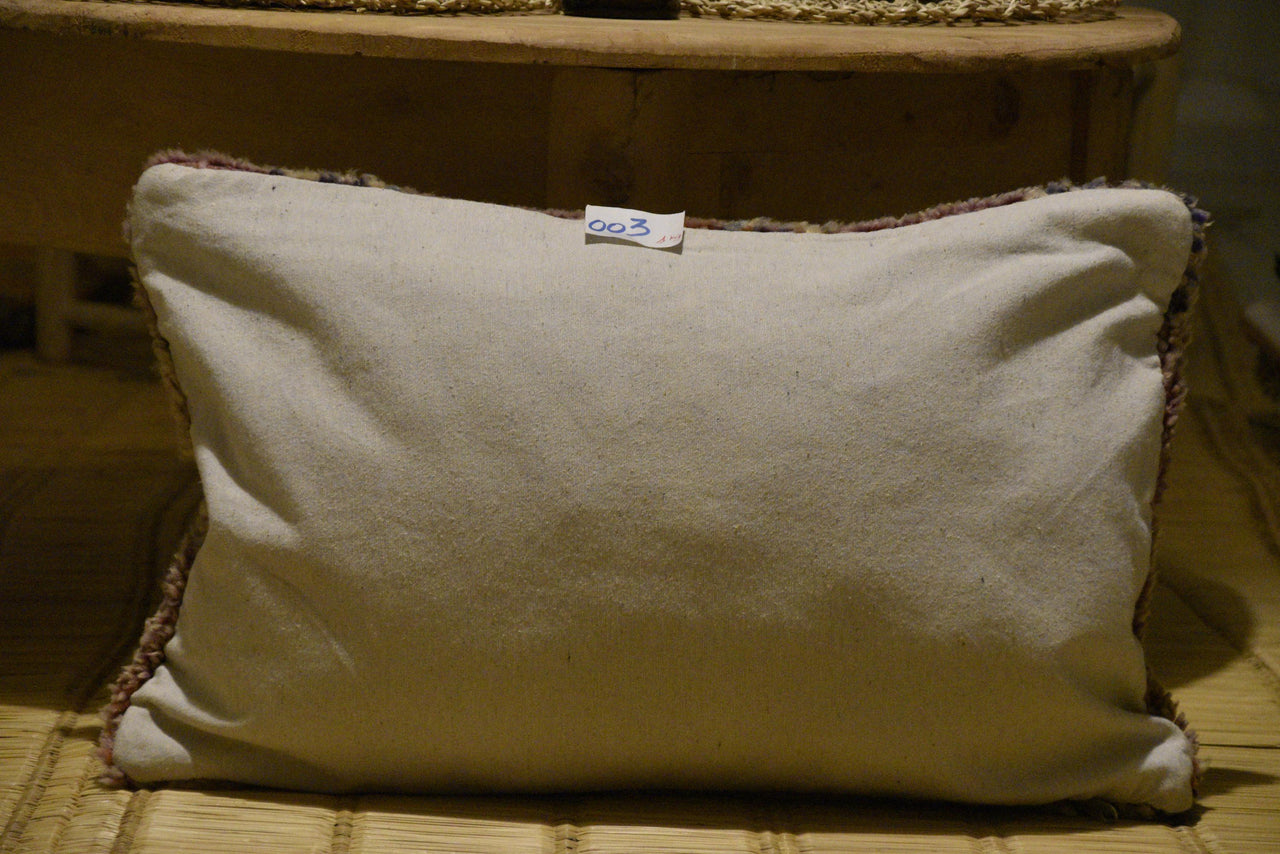 Two Handmade Vintage Moroccan Rug Pillow: Berber Wool Cushion Cover (24x16 Inches) Vintage