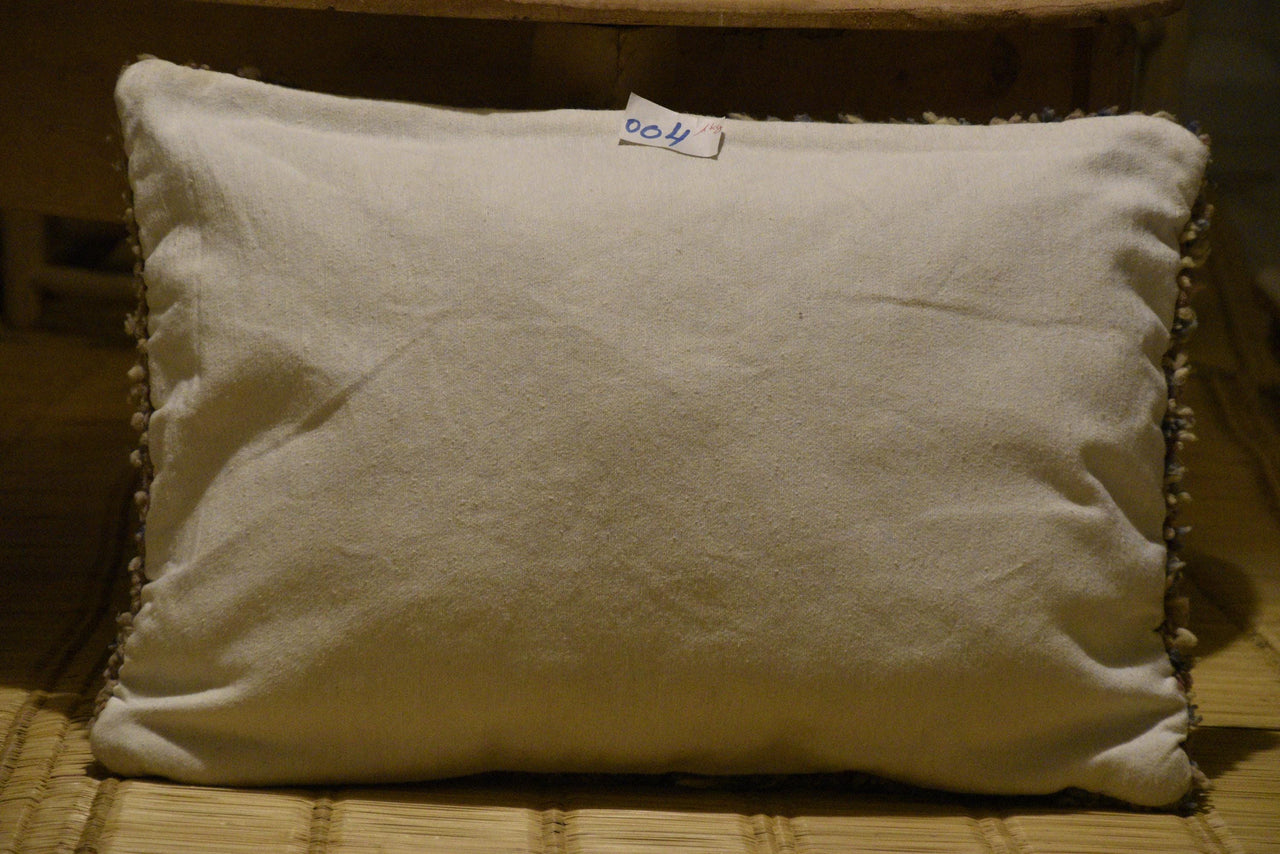 Two Vintage Moroccan Rug Pillow Cover: Authentic Wool Berber Lumbar Case (24x16) Vintage