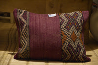 Two Vintage Moroccan Kilim Pillow Cover: Hand-loomed Wool Tribal Accent Case 16x20 Inches Vintage
